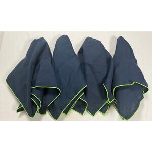 Ballard Designs Linen Napkins Navy and Green 4 Count